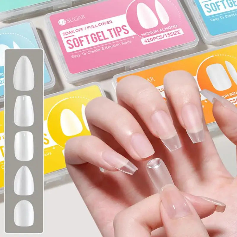 100/420Pcs Matte Soft Gel Tips Full Cover False Nail Tips Press On Acrylic Nails Short Almond Coffin Artificial Nails Extension Peaceful Pleasures Health and Wellness