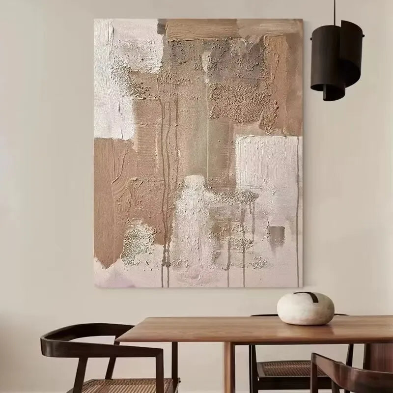 Nordic Modern Abstract Pure Hand Drawn Oil Painting, 3D Texture Hanging Painting, Simplicity, Living Room, Bedroom, Dining Room Peaceful Pleasures Health and Wellness