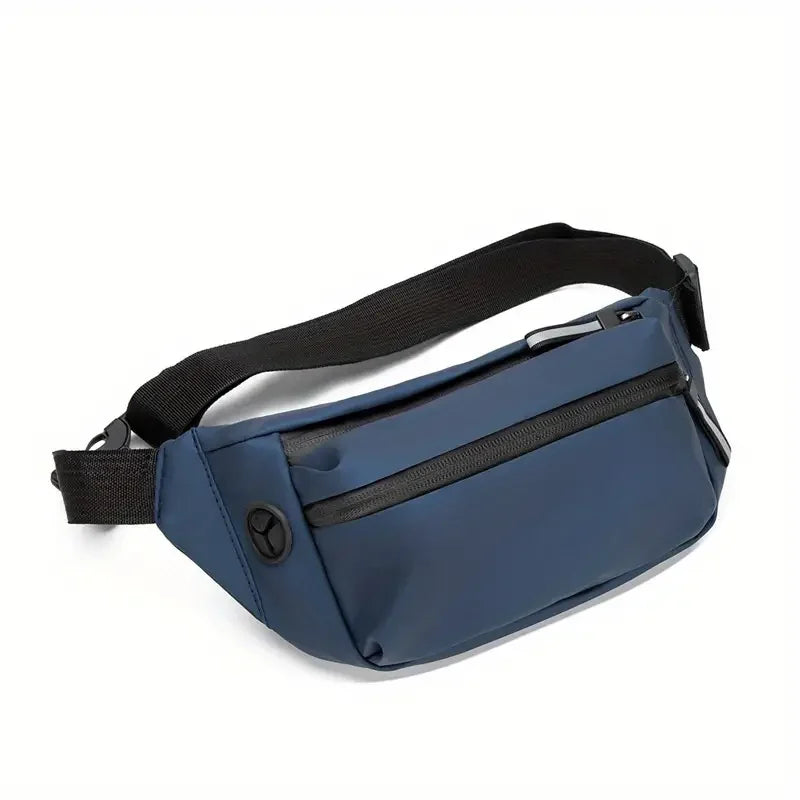 Casual Tactical Waist Bag With Zipper -Men'S Solid Multi-functional Storage for Outdoor Camping, Running, and Sports Training Peaceful Pleasures Health and Wellness Blue