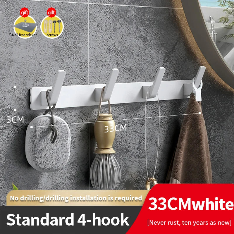 YUNJIEYA 6-Hook Aluminum Wall Rack | Kitchen & Bathroom Hooks