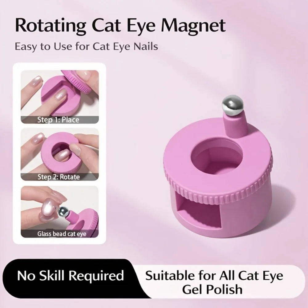 Rotating Cat Eye Nail Magnet Wide Light Glass Bead Effect Multifunctional Strong Automatic Nail Art Magnetic for Gel Nail Polish Peaceful Pleasures Health and Wellness