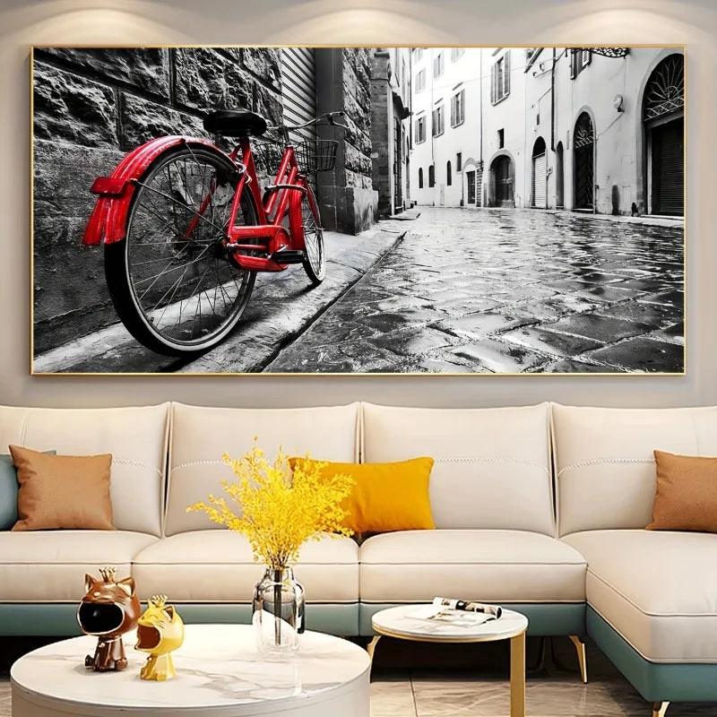 Street Paths Bicycles Canvas Wall Art Poster – Modern Unframed Canvas Wall Art Peaceful Pleasures Health and Wellness