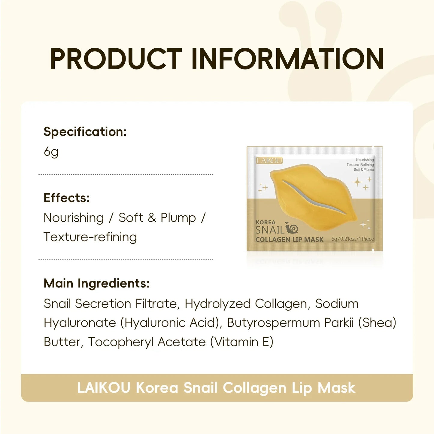 LAIKOU Lip Mask Gel Patches – Moisturizing & Hydrating 5/10pc