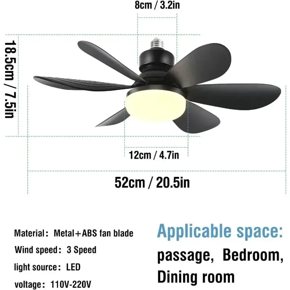 RTONTR Dimmable LED Ceiling Fan Light E27 Remote Control