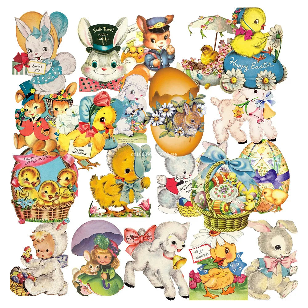 25Pcs/Set Cute Easter Bunny Eggs Stickers for Planner, Journal, Scrapbook, Phone and Laptop, DIY Card Making Craft Decoration Peaceful Pleasures Health and Wellness