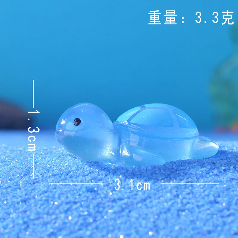 1PCS Resin Glow Turtle Mini Ornaments DIY Craft Supplies Aquarium Decor Christmas Party Birthday Wedding Home Decor Gifts fairy Peaceful Pleasures Health and Wellness blue