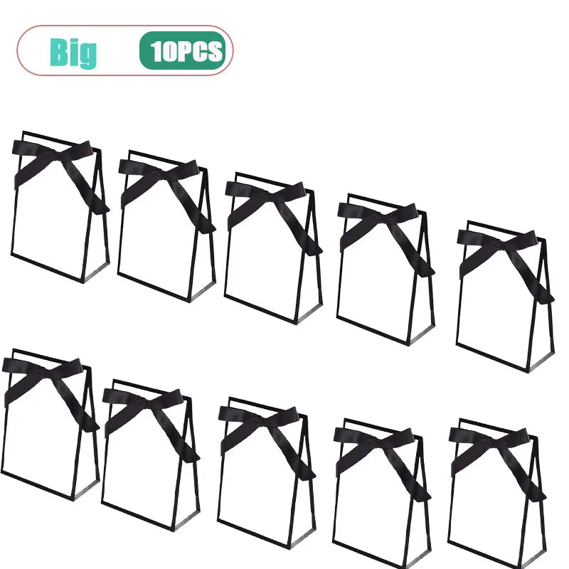 Black & White Bow Gift Bags | Party & Wedding Favors 10-20pcs