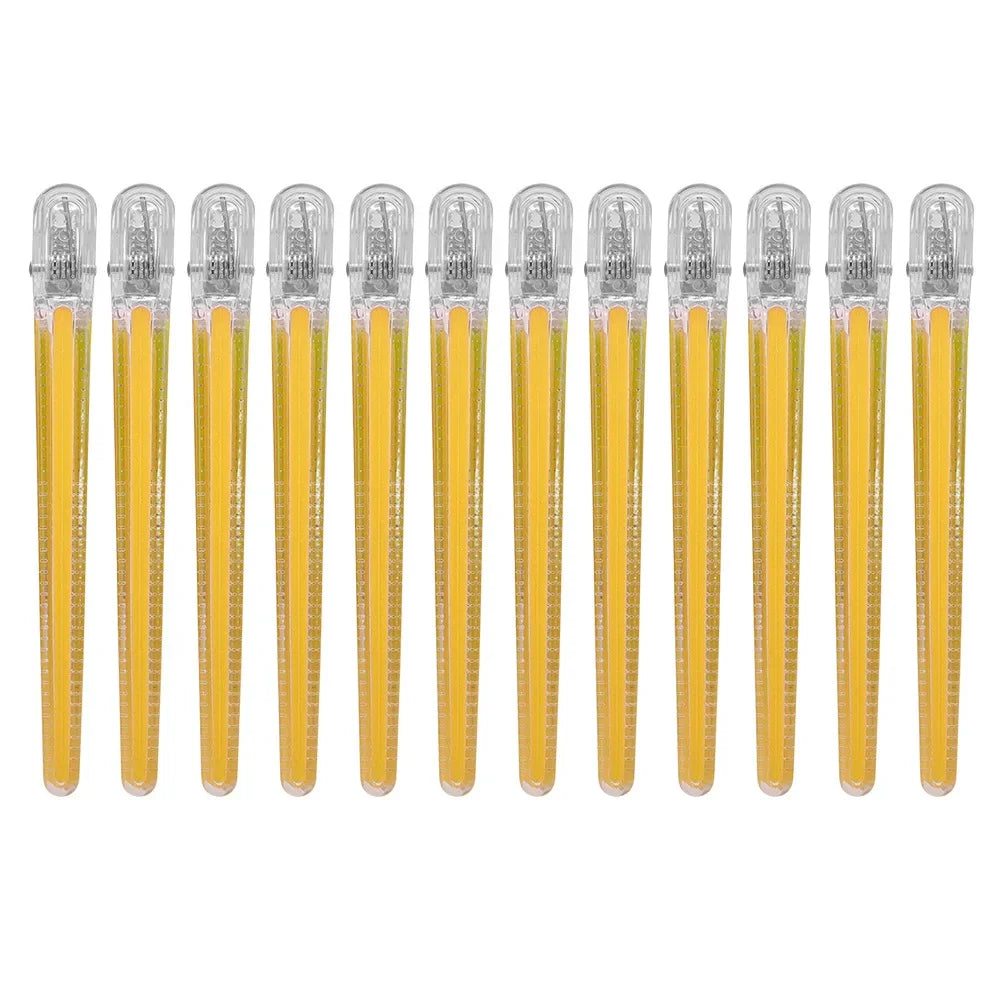 12pcs Pro Seamless Alligator Clip Hair Clip Barbershop Haircutting Sectioning Hairpin Salon Household Styling Tools Accessories Peaceful Pleasures Health and Wellness yellow