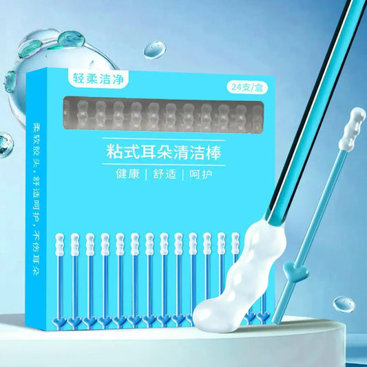 24-Pack Silicone Adhesive Ear Picks – Reusable Earwax Remover Ear Cleaning Tool Oasis Select
