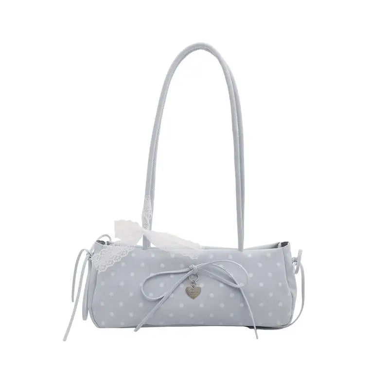 Polka Dot Baguette Shoulder Bag | Retro Korean Fashion Women
