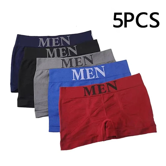5PCS Men’s High Elastic Breathable Boxer Briefs Comfortable Soft Underwear Solid Color Panties for Daily Wear Peaceful Pleasures Health and Wellness