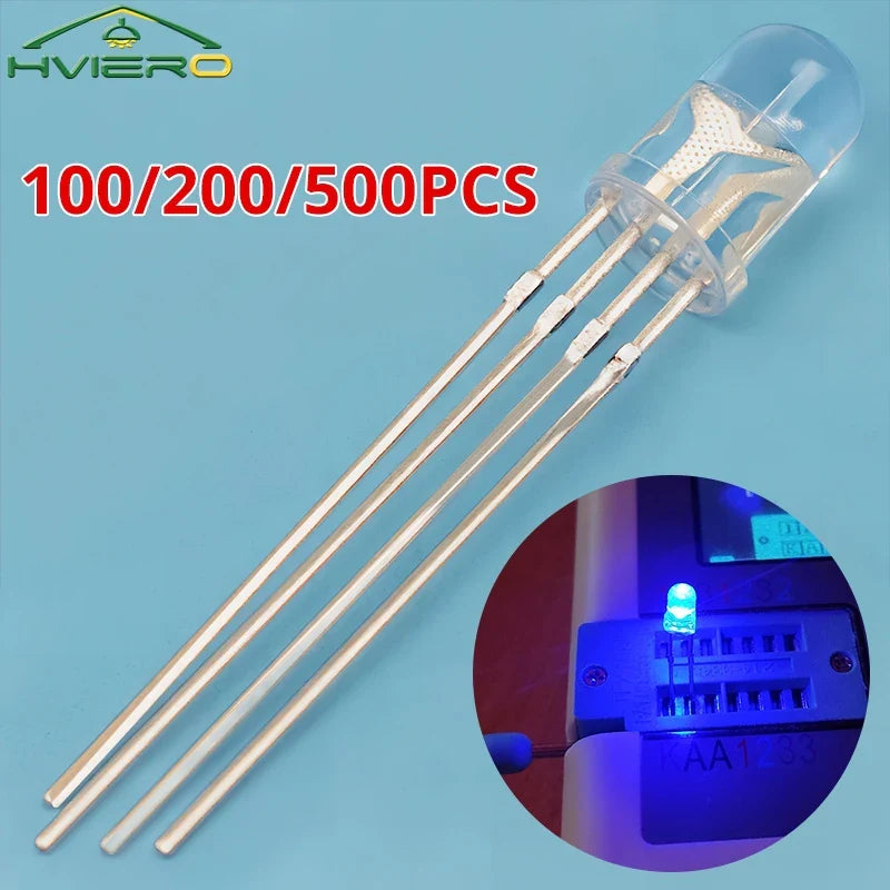 5mm RGB Common Cathode LED Diodes 100/200PCS – Tri-Color