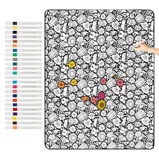 DIY Coloring Blanket with 24 Markers – Family Art Activity DIY Coloring Craft Kit Peaceful Pleasures Health and Wellness