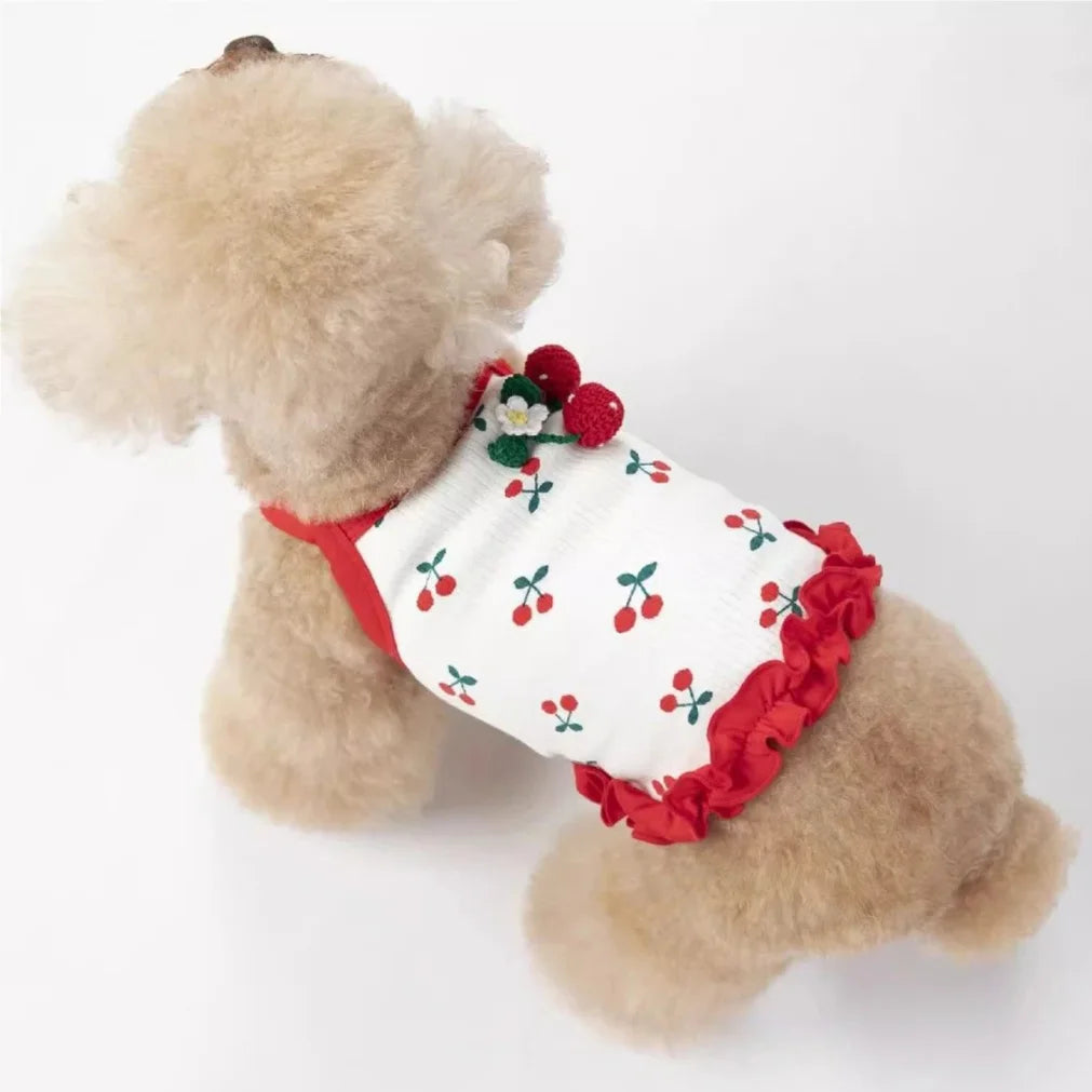Cute Cherry Pet Vest | Breathable Summer Dog & Cat Clothes