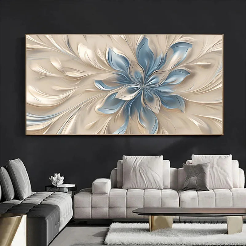 Blue White Floral Canvas Poster | Nordic Minimalist Wall Art Floral Canvas Poster Peaceful Pleasures Health and Wellness