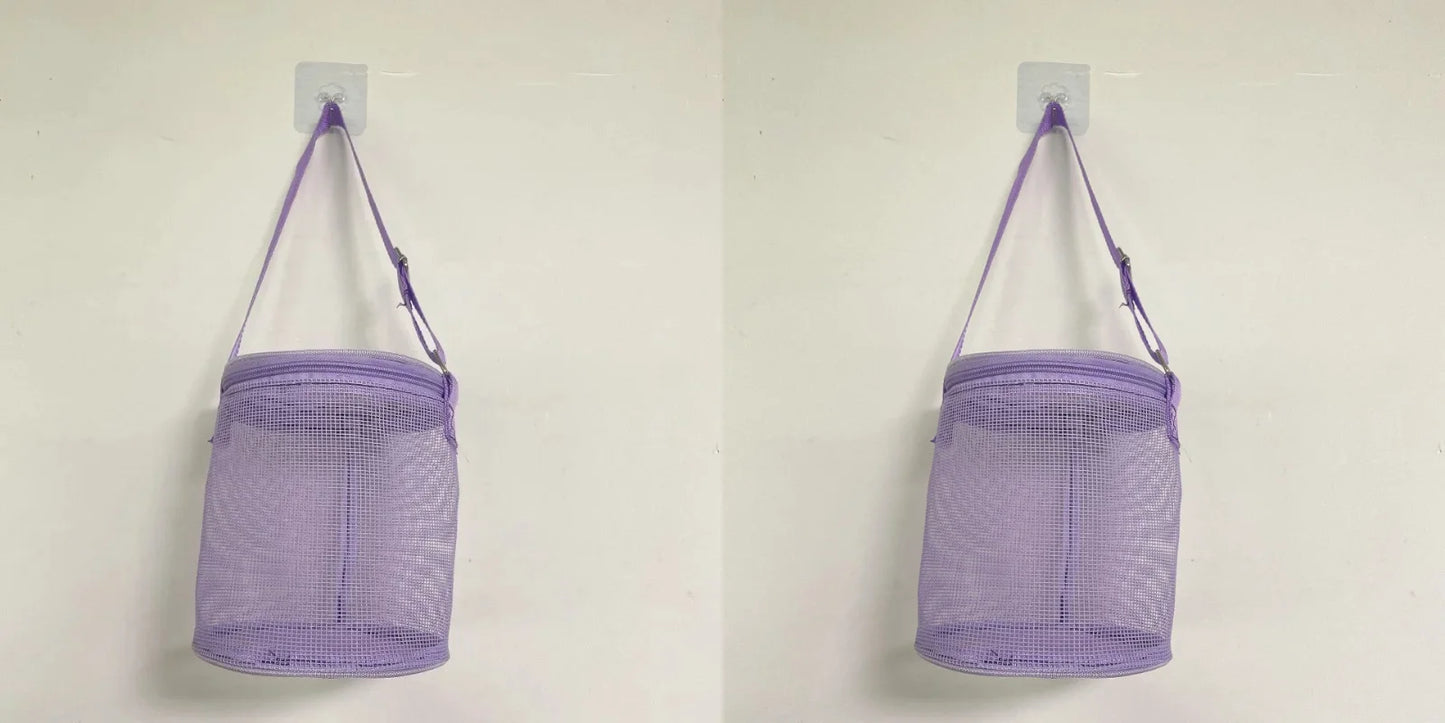 Net Yarn Shell Storage Bag Beach Three-dimensional Circle Dredging Bucket Toys Finishing Collection Bag Peaceful Pleasures Health and Wellness 2pcs Purple