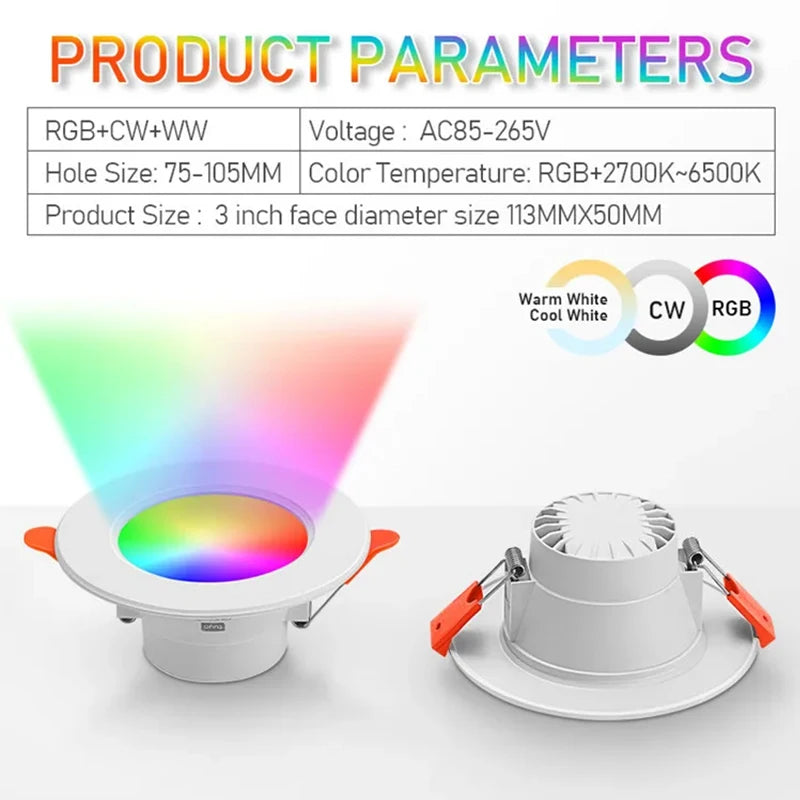 RUNTOIN 10W Anti-Glare LED COB Recessed Downlight | Ceiling Spot