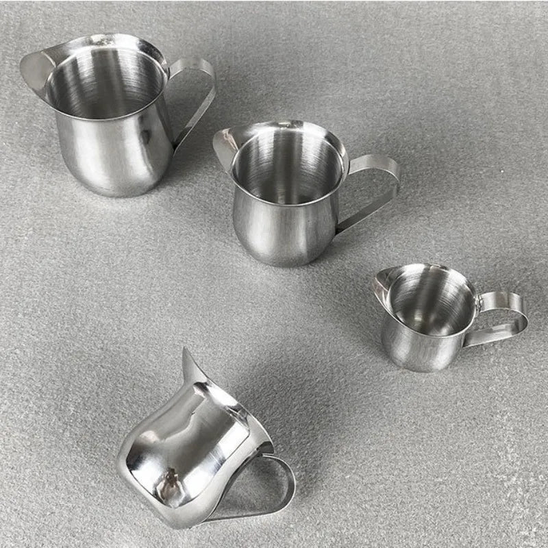 New Coffee Milk Frothing Pitcher Cup Stainless Steel Espresso Creamer Pitchers Ounce Measuring Cup with Pouring Spout Coffeeware Peaceful Pleasures Health and Wellness