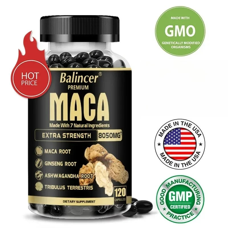 Organic Maca Root - with Panax Ginseng - Helps Provide Strength and Endurance During Workouts and Improves Mental Focus Peaceful Pleasures Health and Wellness