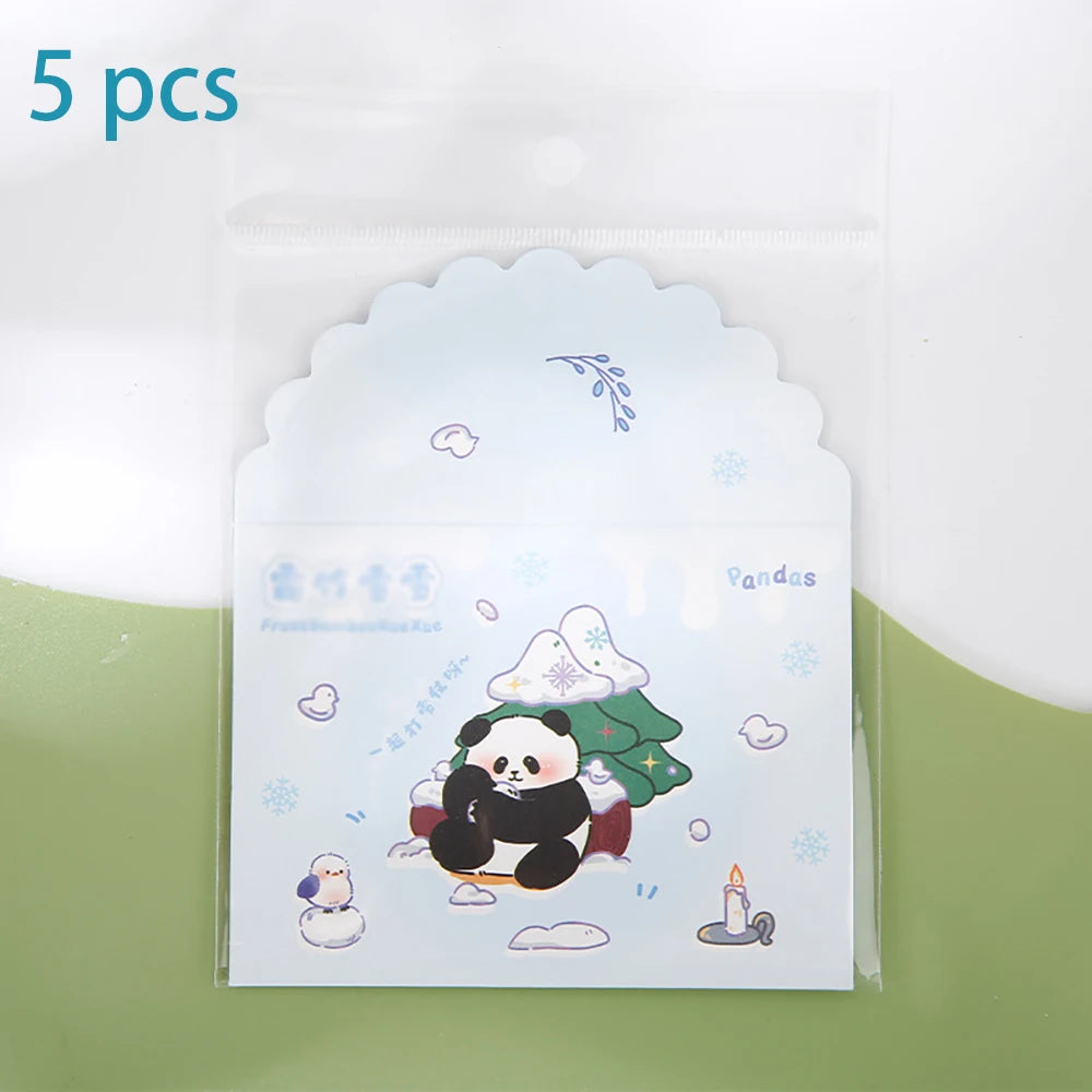 Three Fold Greeting Card Panda Colorful Holiday Cute Folding Cartoon