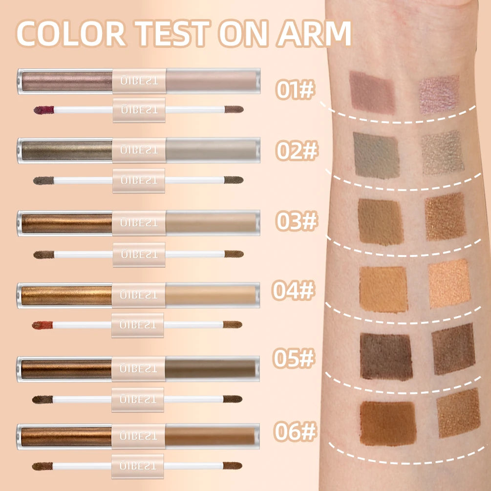 QIBEST Double End Glitter Matte Eye shadow Stick Pencil Eyeshadow Makeup Waterproof Bicolor Shimmer Cosmetics Beauty Makeup Tool Peaceful Pleasures Health and Wellness