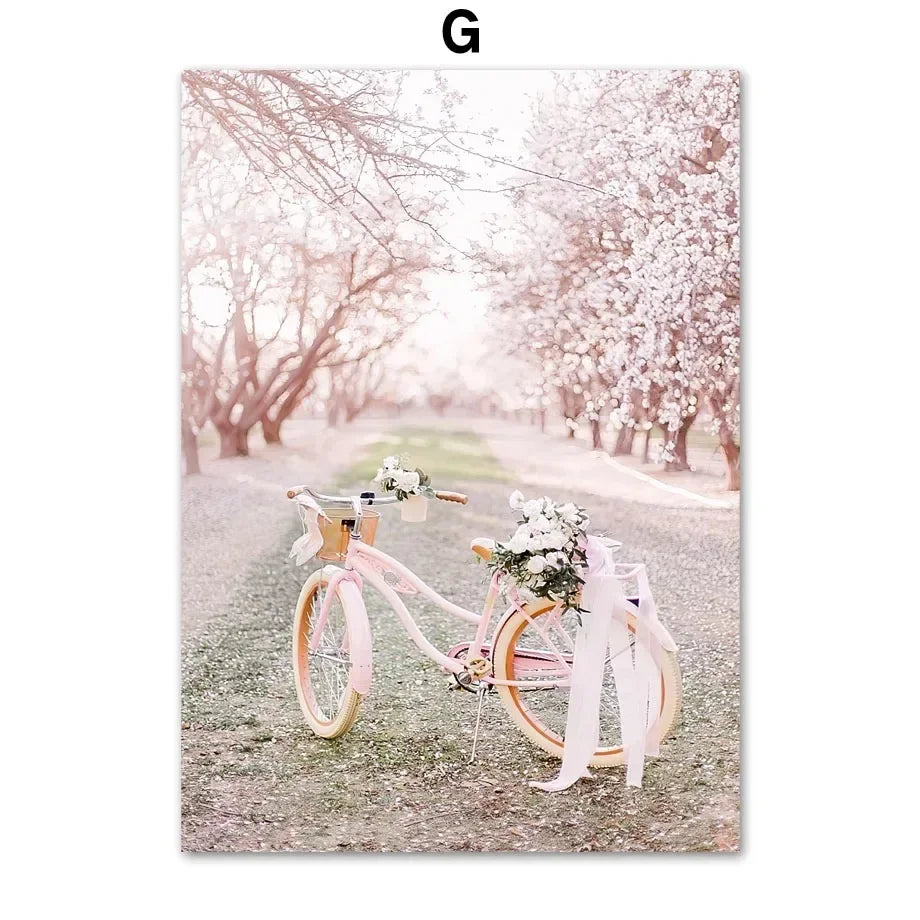 Nordic Pink Flower Canvas Wall Art Sakura Rose Tulip Floral Landscape Aesthetic Poster for Bedroom Living Room Home Decor Peaceful Pleasures Health and Wellness 7 50x70cm Unframed