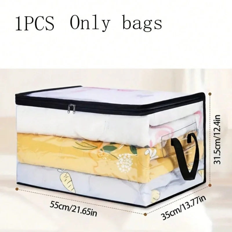 Clear Zippered Storage Bags for Blankets, Clothes & Bedding