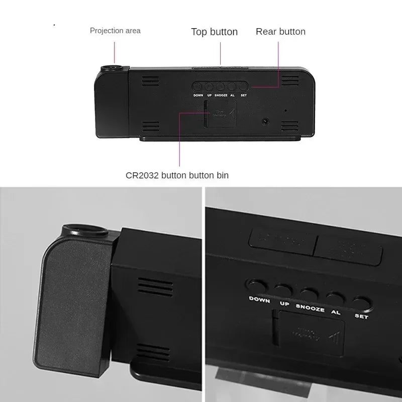 USB Powered Projection Alarm Clock TEMP Date Night Mode Power-off Memory Table Clock 2 Display Modes 12H/24H LED Digital Clock Peaceful Pleasures Health and Wellness