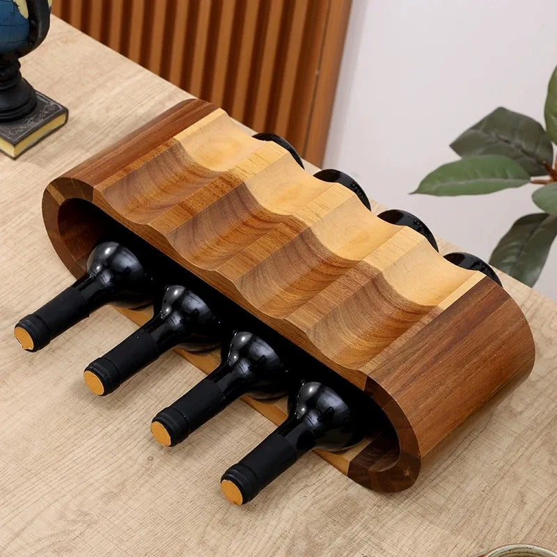 Wooden Double-layer Red Wine Display Piece Solid Wood Modern Minimalist Desktop Red Wine Display Rack Red Wine Display Rack Peaceful Pleasures Health and Wellness