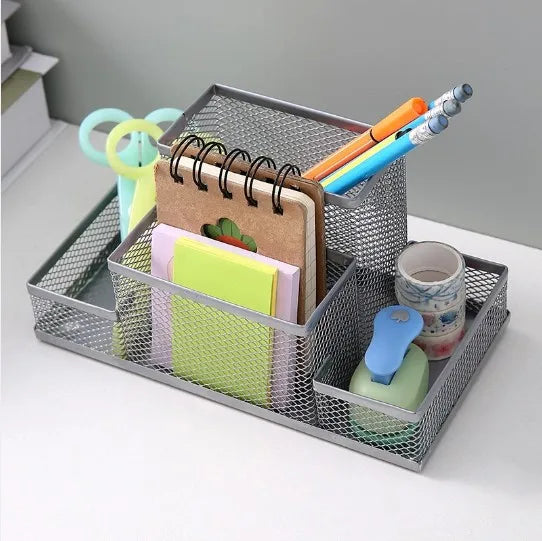 Metal Mesh Desk Pen Holder & Desktop Organizer