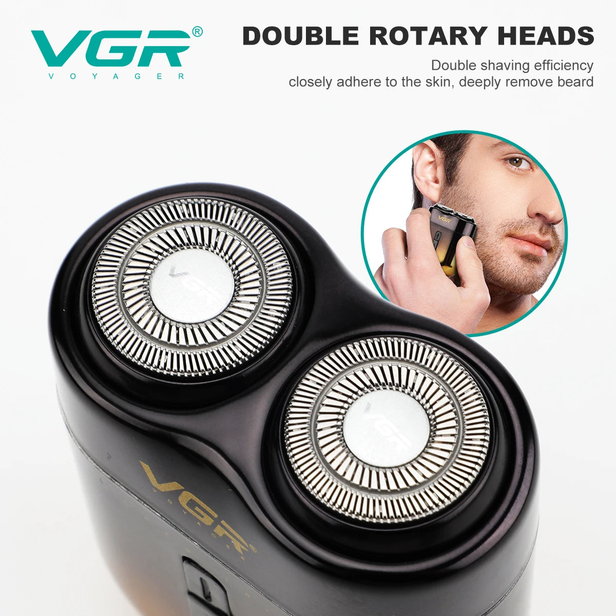 VGR New Convenient Electric Shaver Gradient Metal Shaver Double Blade Men's Shaver Home Travel Mini USB Hair Trimmer V-348 Peaceful Pleasures Health and Wellness