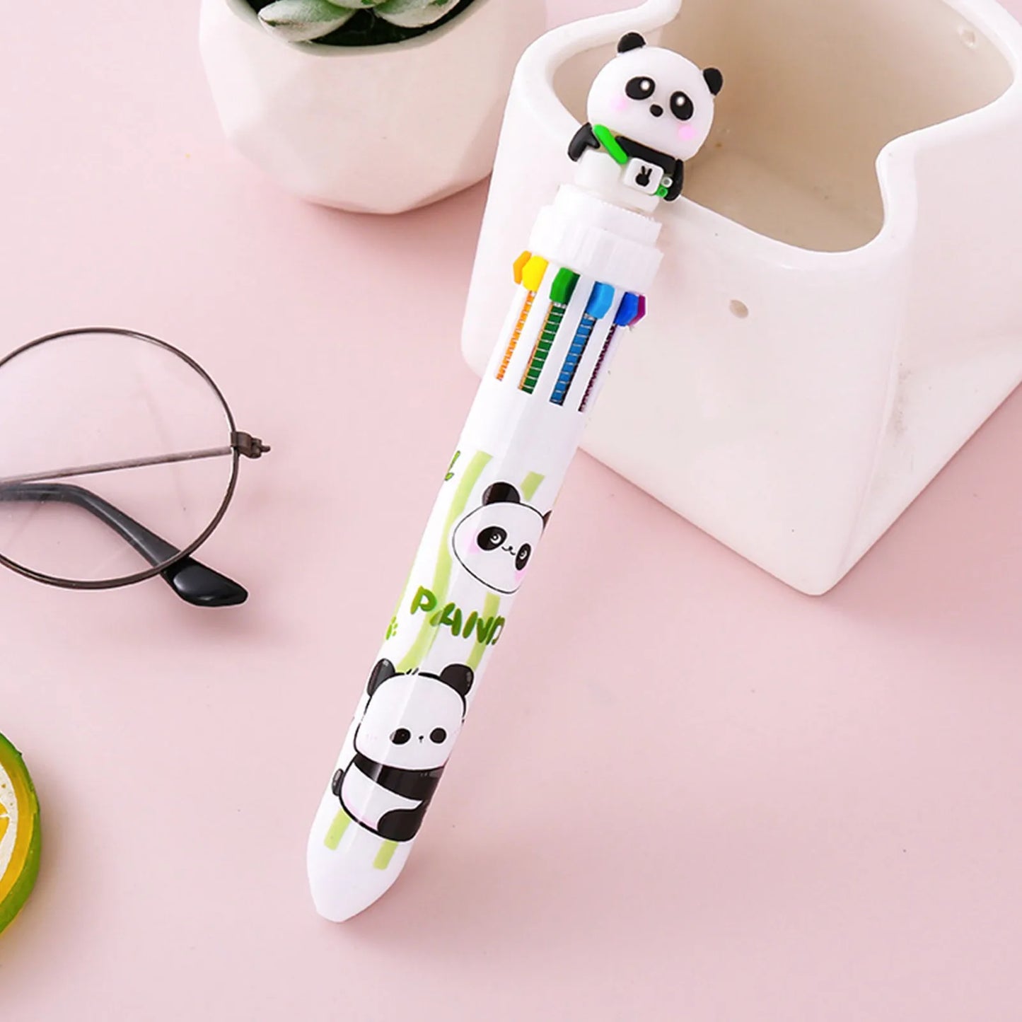 Kawaii Panda 10-in-1 Multicolor Ballpoint Pen | Fun Stationery