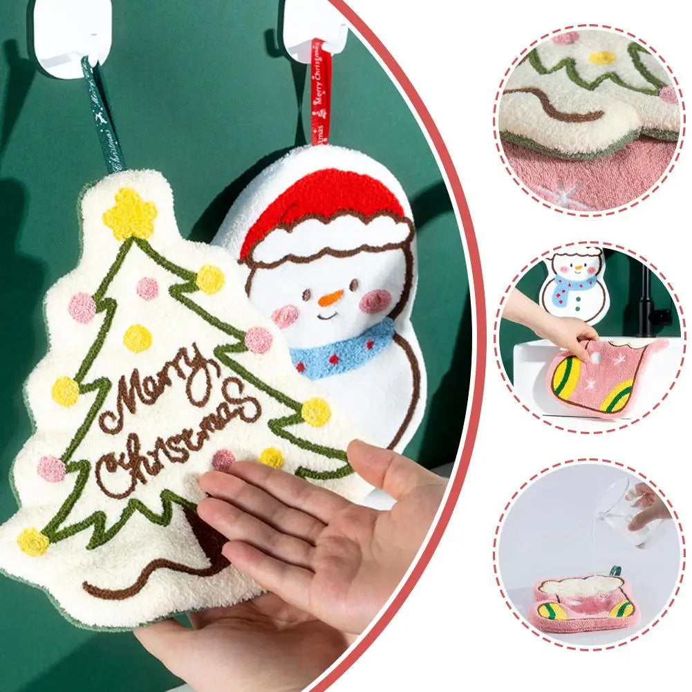 Christmas Hand Towels | Snowman Coral Fleece Kitchen & Bath Decor
