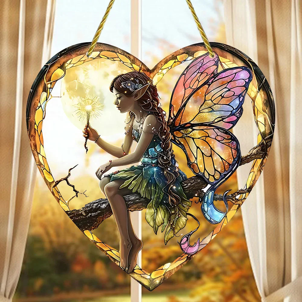 Fairy Angel Heart Suncatcher | Acrylic Window Hanging Ornament