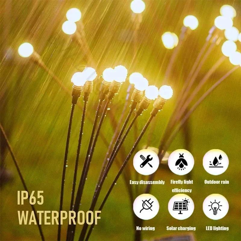 Solar Firefly Garden Lights 6/8 LED Waterproof Pathway Lawn Decor