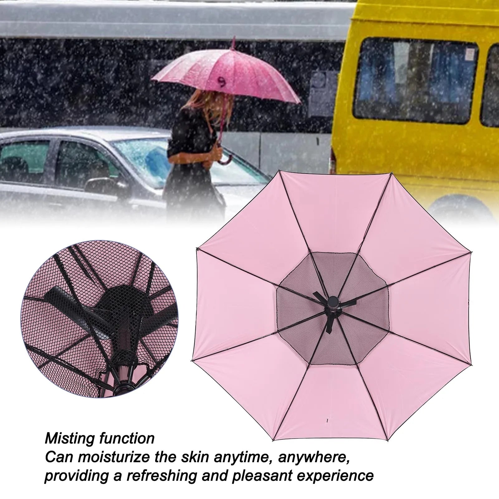 Sun Umbrella Sun Umbrella with Misting Fan Multi Functional Cooling Fan UV Sun Umbrella for Hot Sun Umbrella with Fan Peaceful Pleasures Health and Wellness