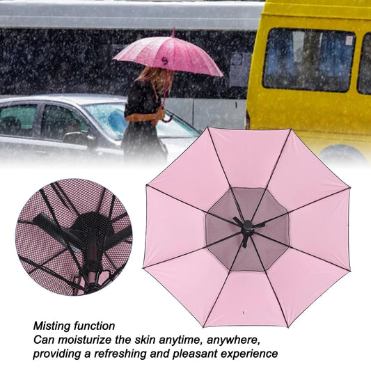 Sun Umbrella Sun Umbrella with Misting Fan Multi Functional Cooling Fan UV Sun Umbrella for Hot Sun Umbrella with Fan Peaceful Pleasures Health and Wellness