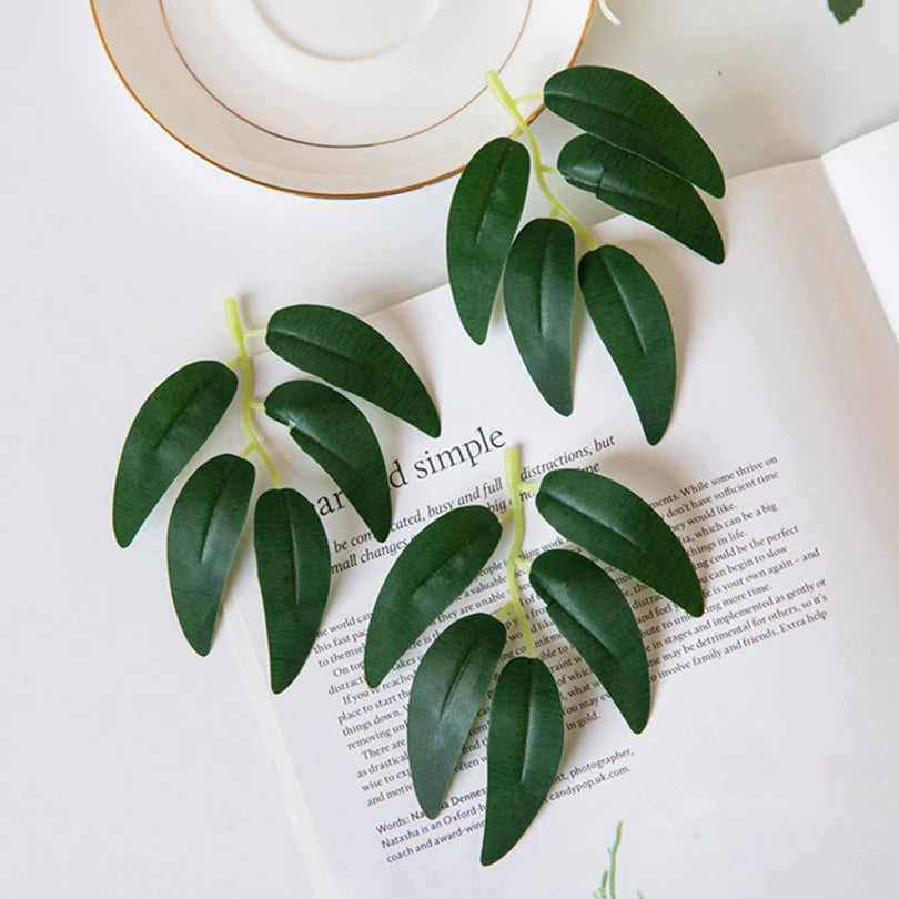 Green Silk Willow Leaves Artificial Plants 50/100Pcs – Decor Artificial Leaf Sprigs Peaceful Pleasures Health and Wellness
