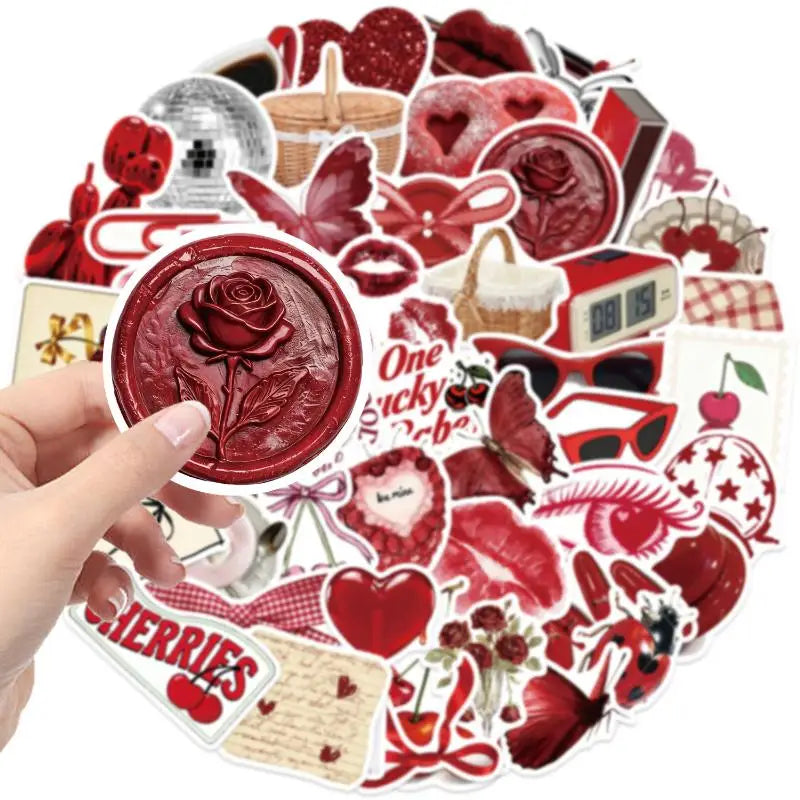 50-Pack Y2K Cherry Stickers – Laptop, Journal & Decor Decals