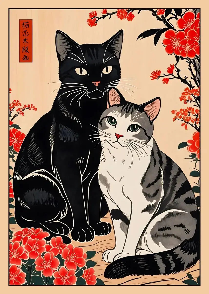 Japanese Animal Canvas Print | Vintage Tiger Fox Deer Retro Poster