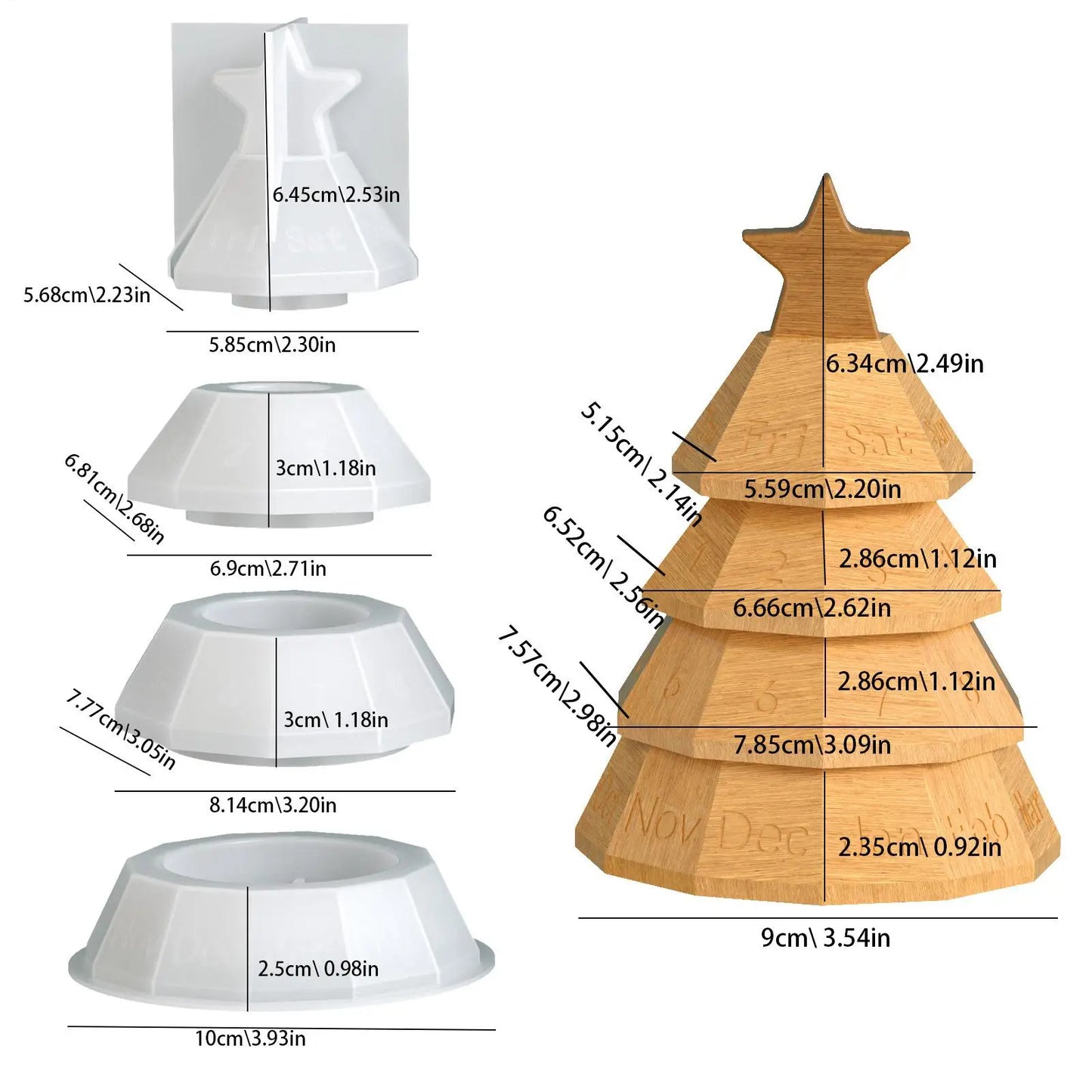 Silicone Crafting Mold Reusable Easy Release Silicone Mold For Christmas Tree Perpetual Calendar For Concrete Plaster Clay Peaceful Pleasures Health and Wellness