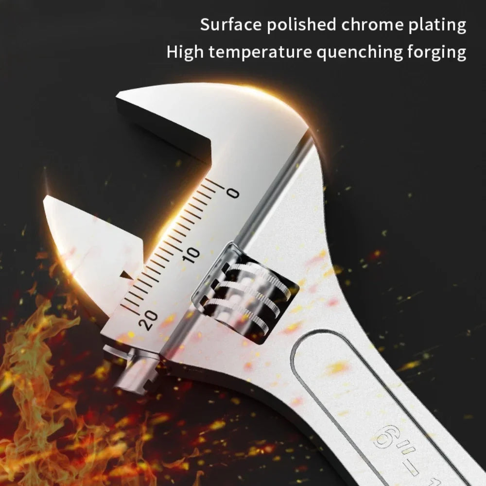 Adjustable Wrench Large Openin Long Handle Universal Spanner Clamp Wrench Carbon Steel Mechanical Workshop Hand Repair Tools Peaceful Pleasures Health and Wellness