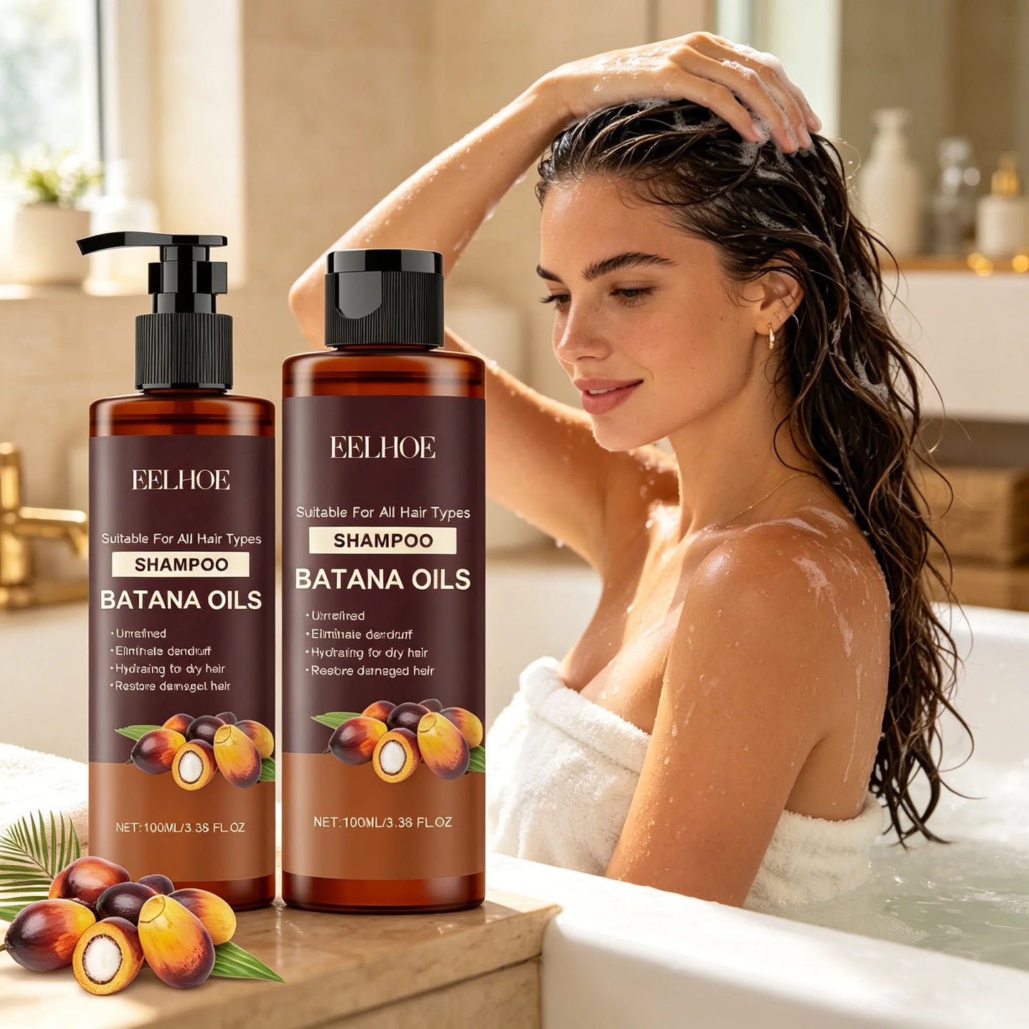 Batana Oil Shampoo Conditioner Cleaning Scalp Oil Control Anti Dandruff Smoothing Prevent Dryness Hair Care Set for Men Women Peaceful Pleasures Health and Wellness