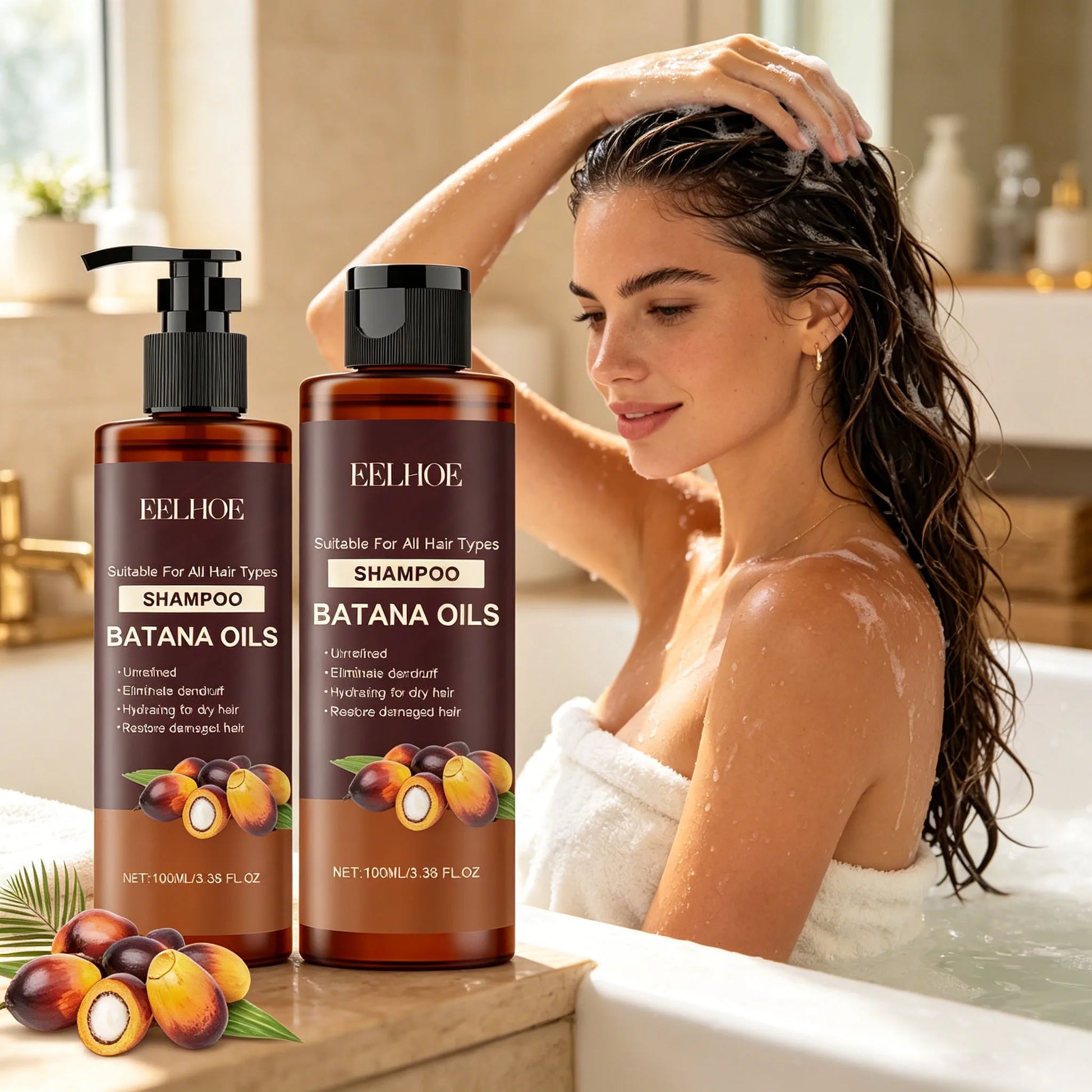 Batana Oil Shampoo Conditioner Cleaning Scalp Oil Control Anti Dandruff Smoothing Prevent Dryness Hair Care Set for Men Women Peaceful Pleasures Health and Wellness