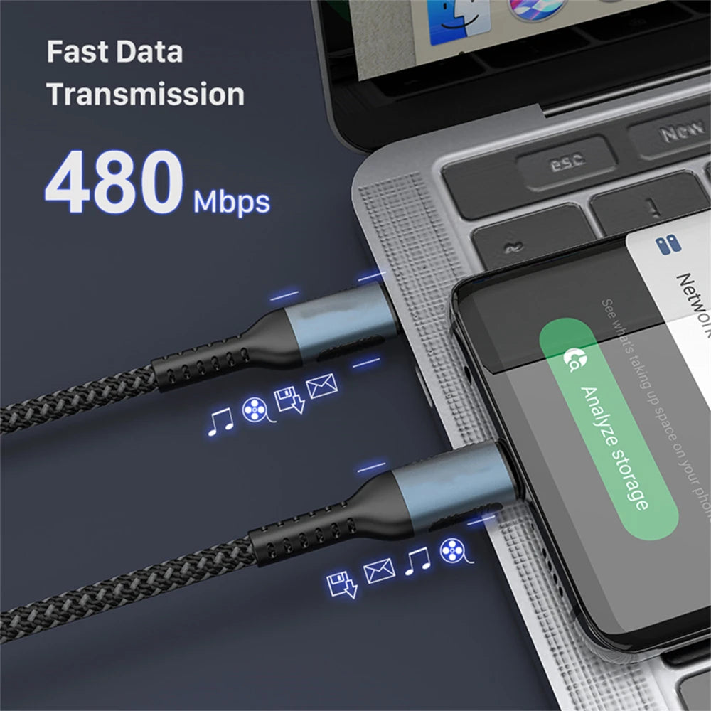 100W USB-C to USB-C Fast Charging Cable 5A Braided Nylon