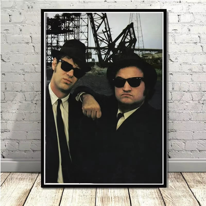 Vintage Blues Brothers Canvas Wall Art Classic Movie TV Show Poster Retro Print for Home Bedroom Living Room Decoration Peaceful Pleasures Health and Wellness