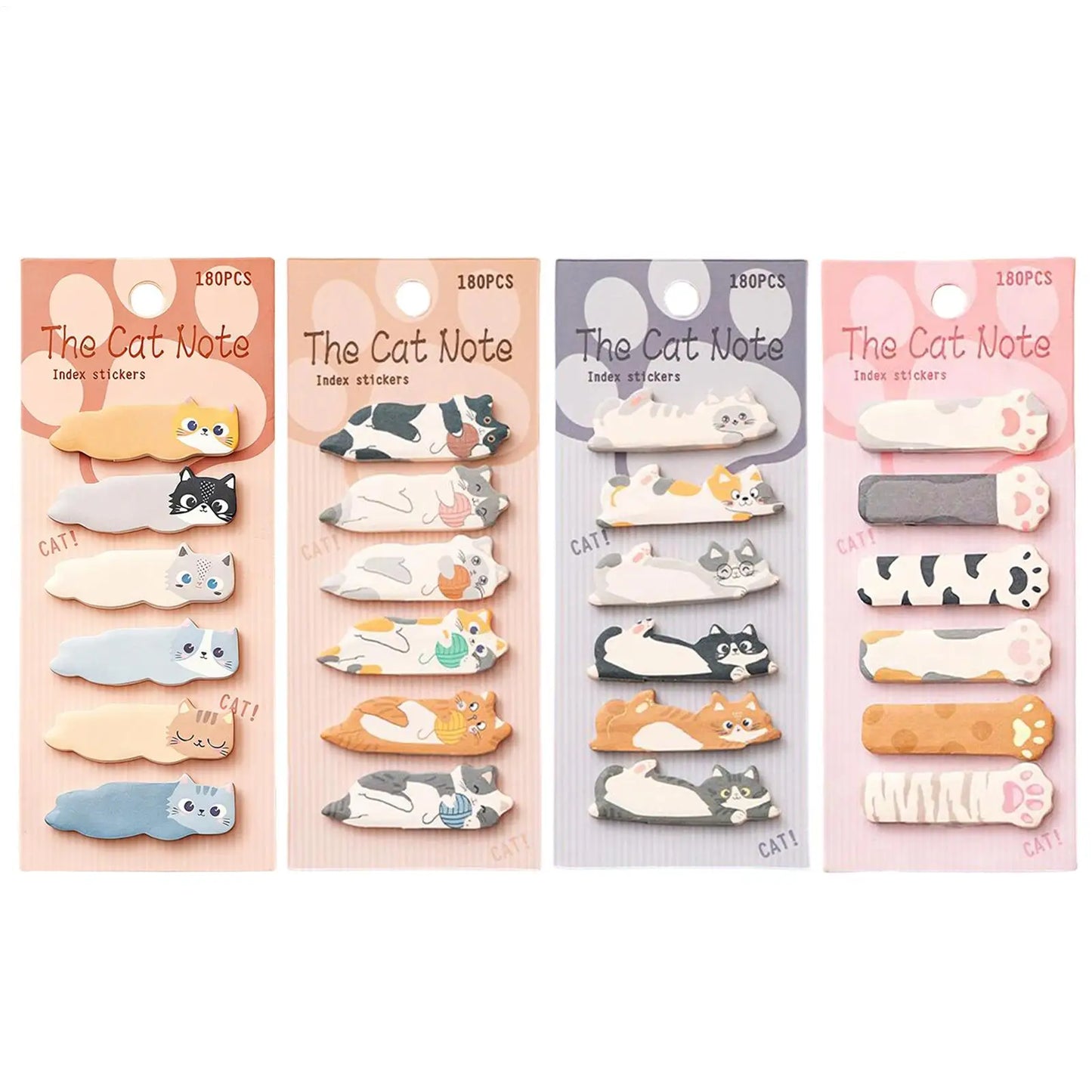 Cute Cat Sticky Notes – 180 Self-Adhesive Page Markers & Tabs