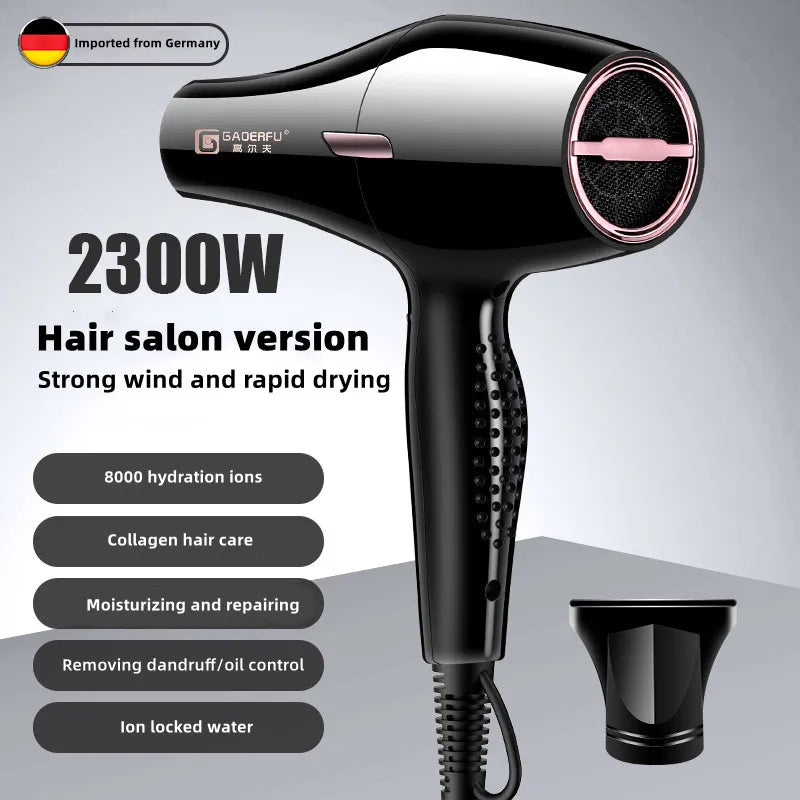 Professional Hair Salon Hair Dryer 3000W High-Power Strong Wind Speed Dry Blue Light Ion Mute Home Salon Hair Styling Tool Peaceful Pleasures Health and Wellness 2300W-220V UK