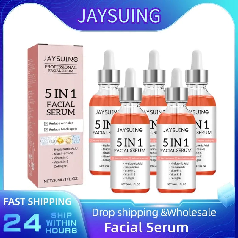 1/2/3/5 Box 5 In 1 Facial Serum Hyaluronic Acid Essence Moisturizing Rejuvenation Vitamin C Niacinamide Brightening Skin Care Peaceful Pleasures Health and Wellness