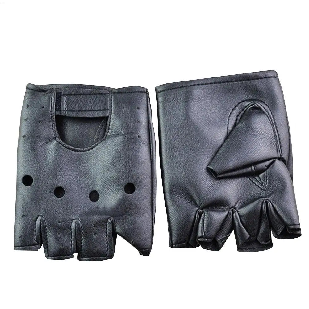 Punk Gloves Men Half Finger Punk PU Leather Gloves Breathable Accessories Fashion Outfits for Cycling Gym Dance Fitness Music Peaceful Pleasures Health and Wellness